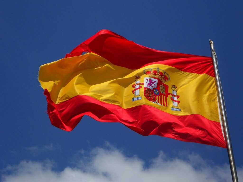 spain, flag, flutter